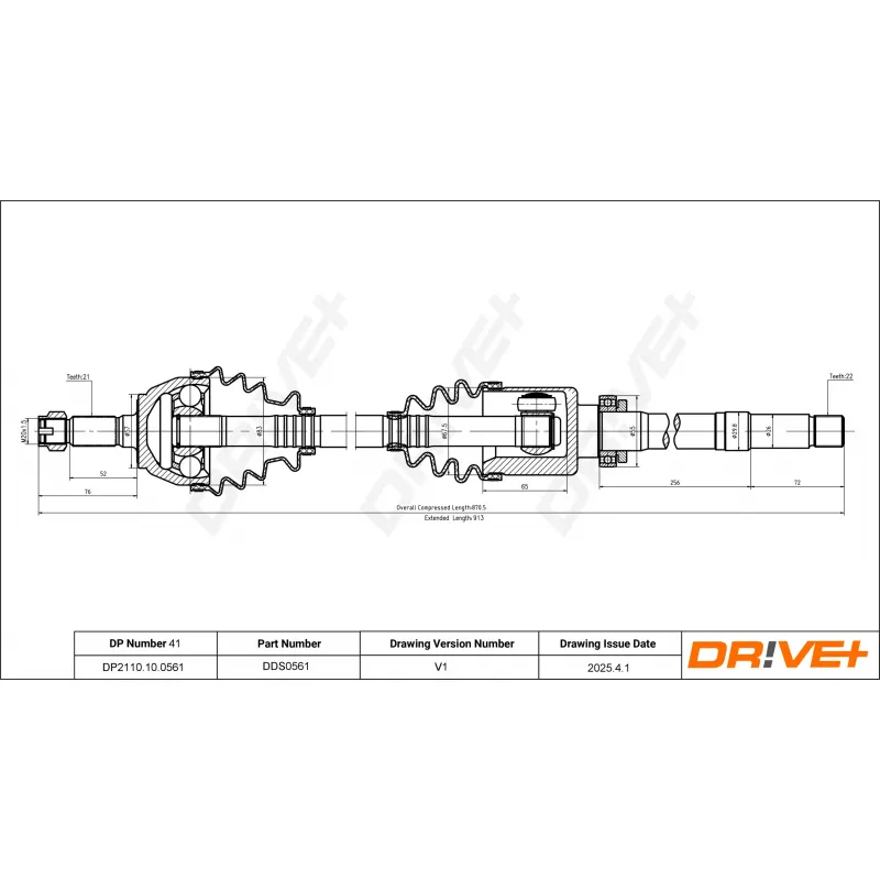 Arbre de transmission Dr!ve+ DP2110.10.0561 - Visuel 1