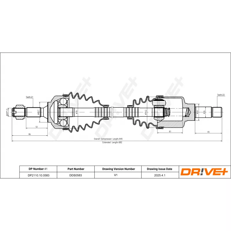 Arbre de transmission Dr!ve+ DP2110.10.0583 - Visuel 1