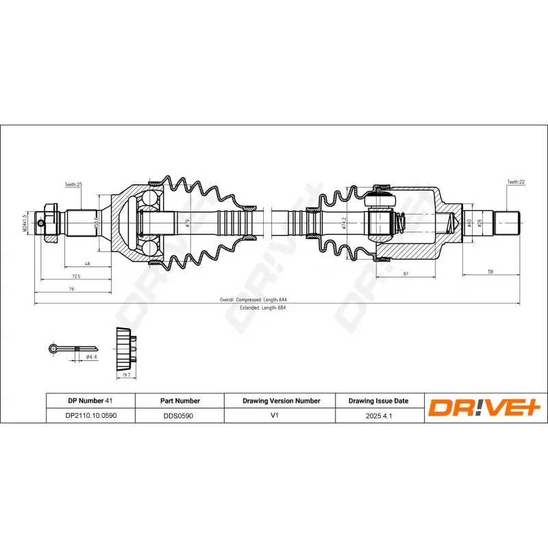 Arbre de transmission Dr!ve+ DP2110.10.0590 - Visuel 1