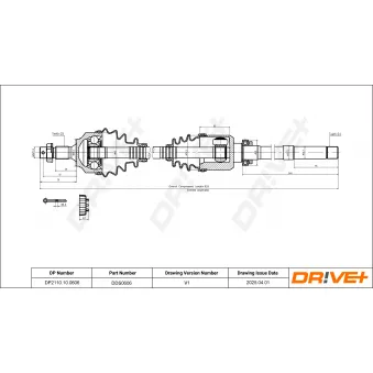 Arbre de transmission Dr!ve+ DP2110.10.0606 pour CITROEN C4 1.2 THP 110 - 110cv