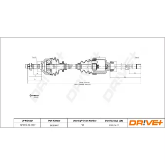 Arbre de transmission Dr!ve+ DP2110.10.0607 pour ISUZU GEMINI 1.6 THP - 156cv