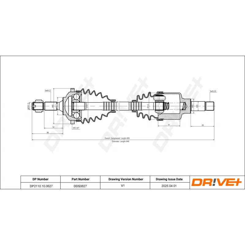 Arbre de transmission Dr!ve+ DP2110.10.0627 - Visuel 1