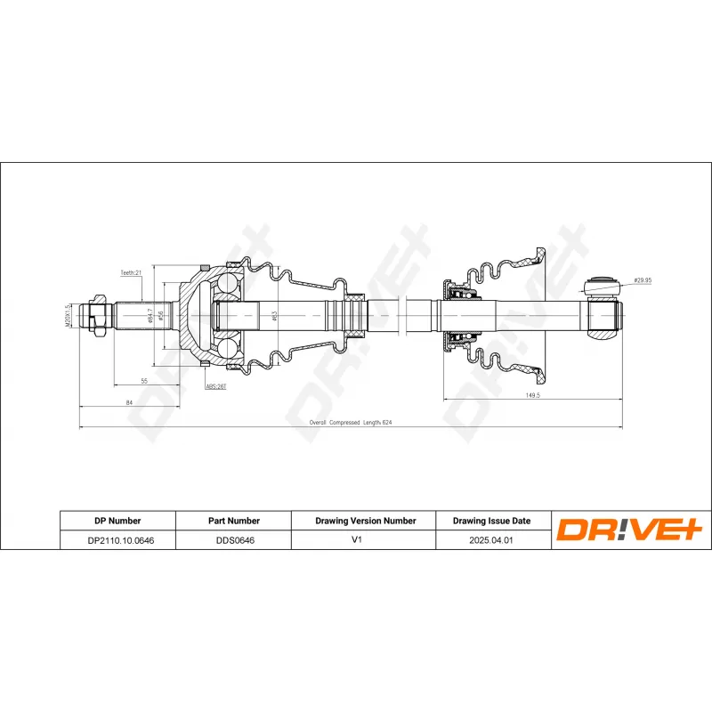 Arbre de transmission Dr!ve+ DP2110.10.0646 - Visuel 1