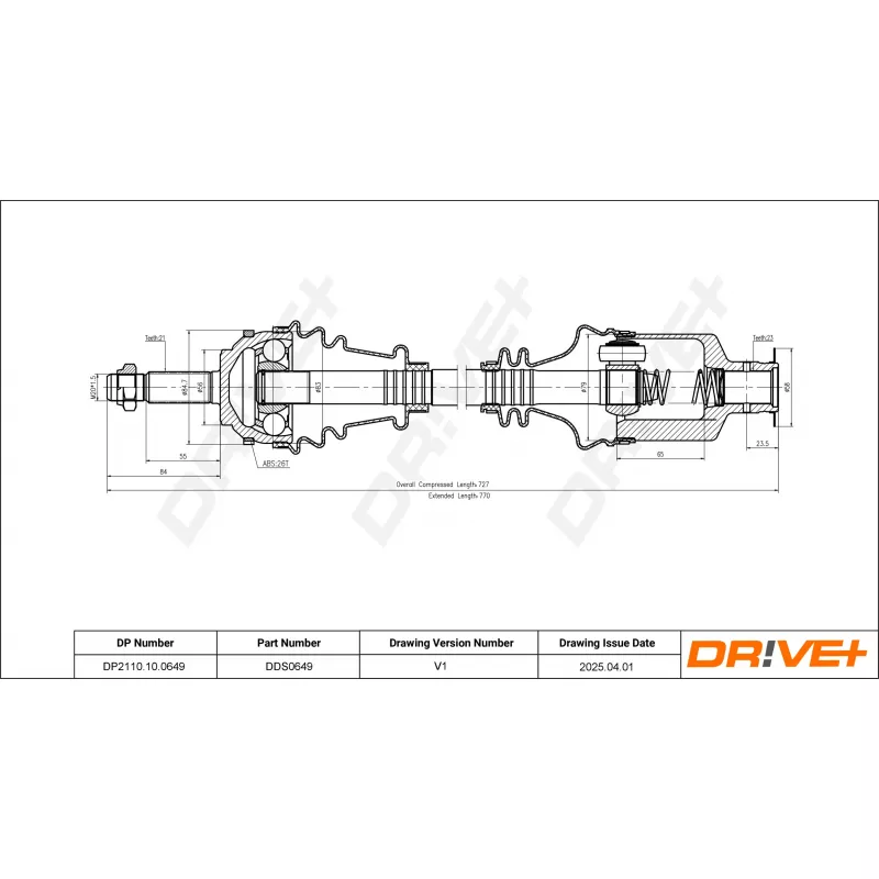 Arbre de transmission Dr!ve+ DP2110.10.0649 - Visuel 1
