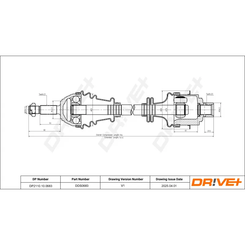 Arbre de transmission Dr!ve+ DP2110.10.0683 - Visuel 1