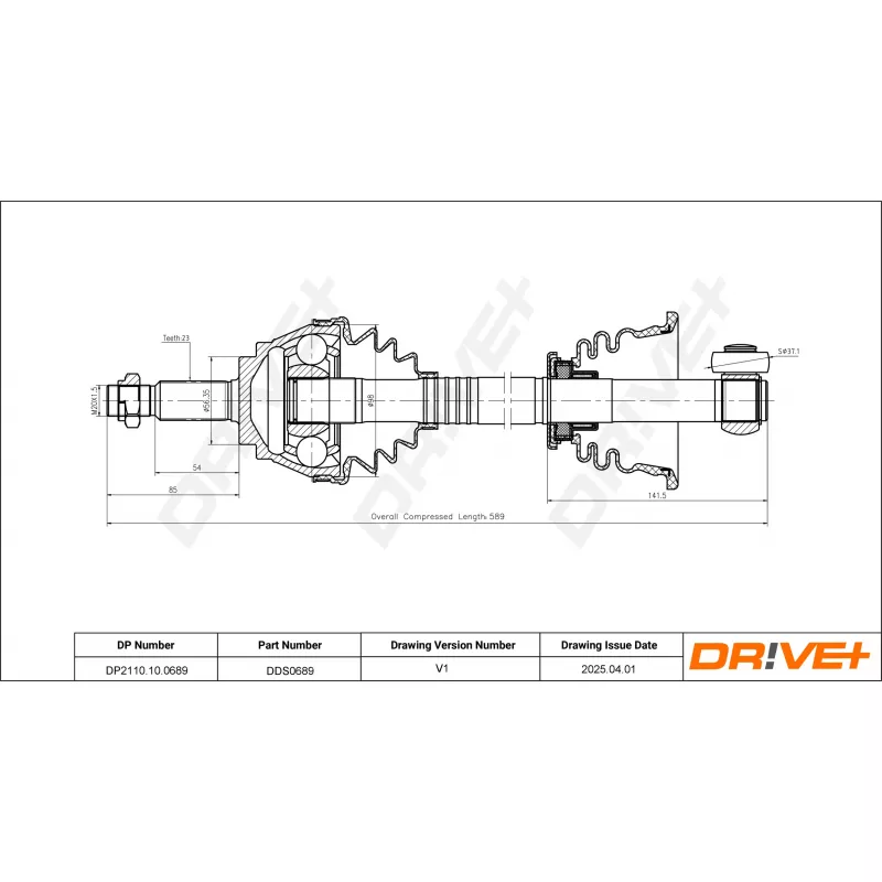 Arbre de transmission Dr!ve+ DP2110.10.0689 - Visuel 1