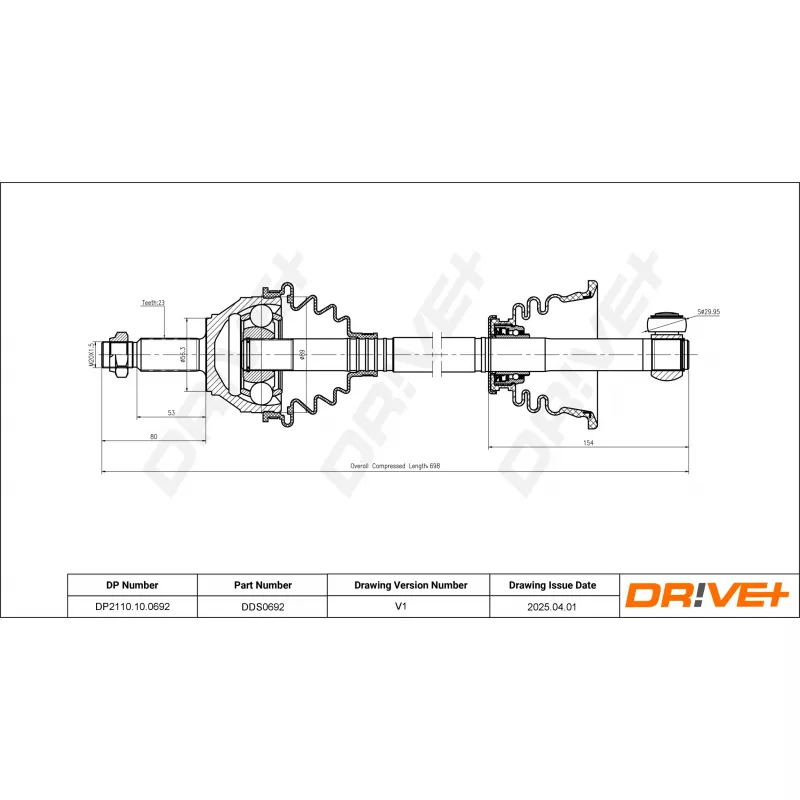 Arbre de transmission Dr!ve+ DP2110.10.0692 - Visuel 1