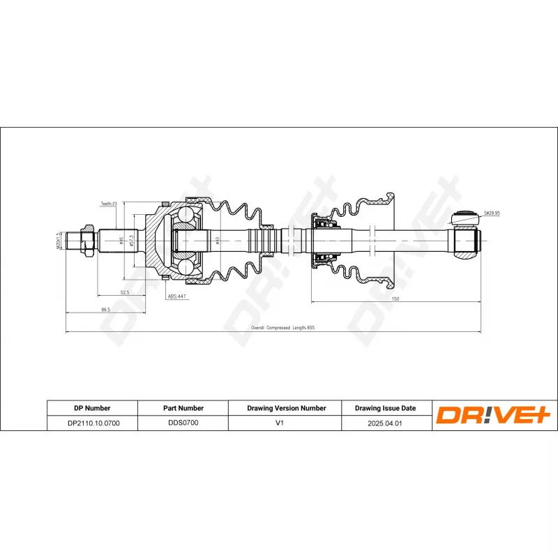 Arbre de transmission Dr!ve+ DP2110.10.0700 - Visuel 1