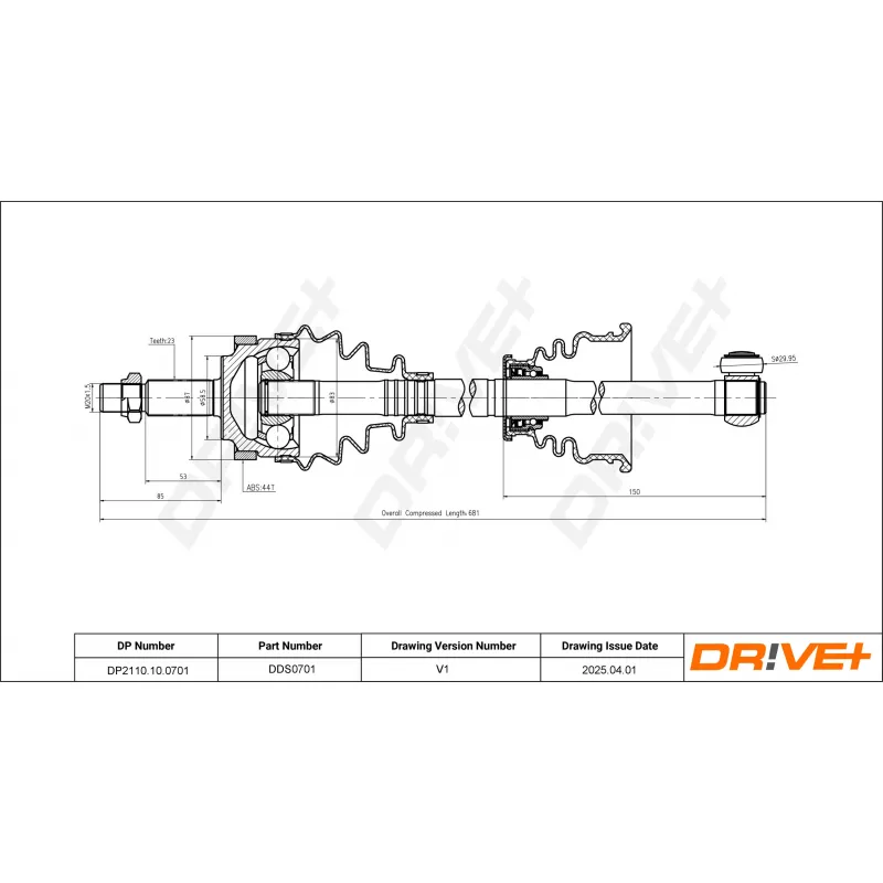 Arbre de transmission Dr!ve+ DP2110.10.0701 - Visuel 1
