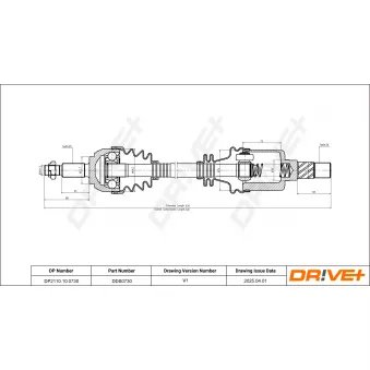Arbre de transmission Dr!ve+ DP2110.10.0730 pour AUDI 90 1.9 DCI - 92cv