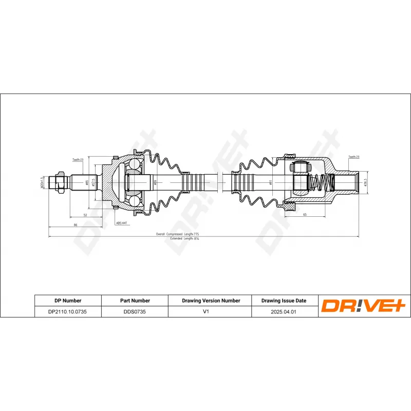 Arbre de transmission Dr!ve+ DP2110.10.0735 - Visuel 1