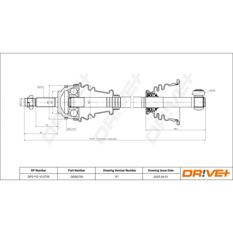 Arbre de transmission Dr!ve+ DP2110.10.0755 - Visuel 1