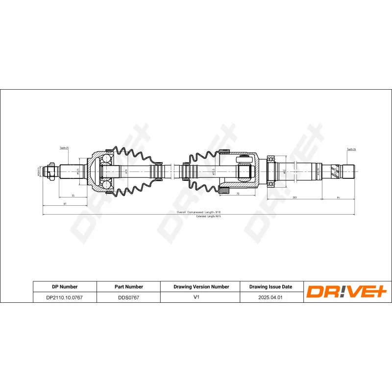 Arbre de transmission Dr!ve+ DP2110.10.0767 - Visuel 1
