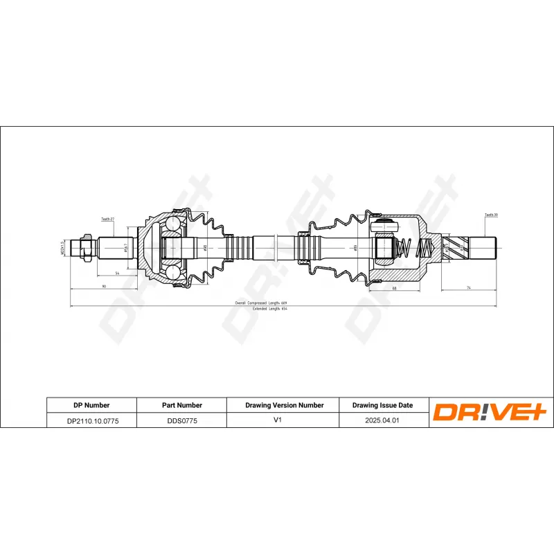 Arbre de transmission Dr!ve+ DP2110.10.0775 - Visuel 1