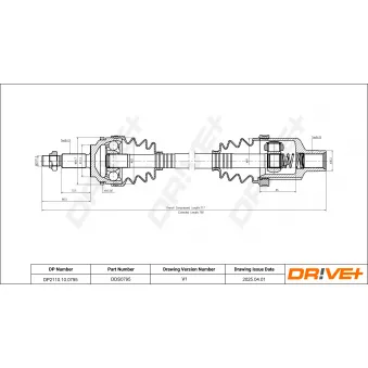Arbre de transmission Dr!ve+ DP2110.10.0795 pour FORD C-MAX 1.9 DTI - 80cv