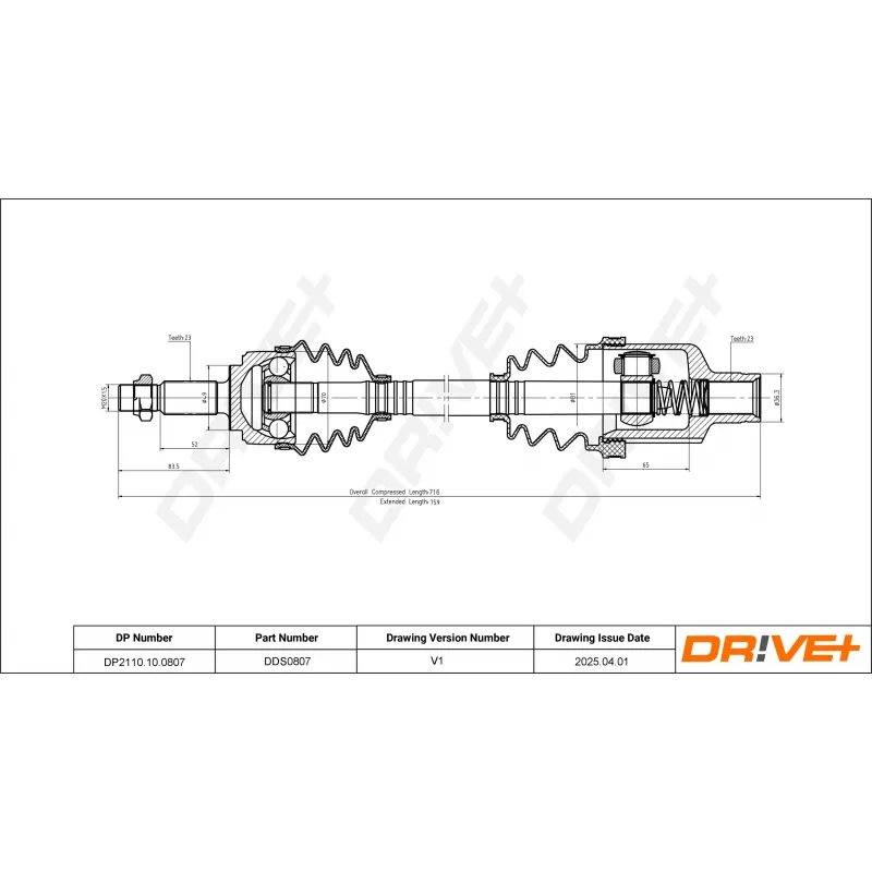 Arbre de transmission Dr!ve+ DP2110.10.0807 - Visuel 1