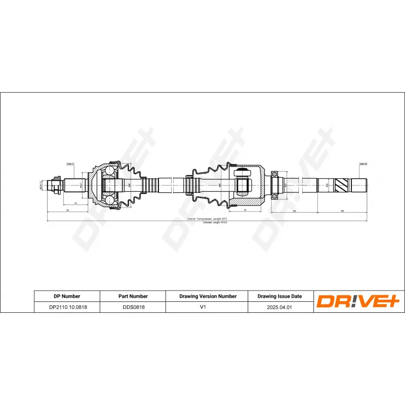 Arbre de transmission Dr!ve+ DP2110.10.0818 - Visuel 1