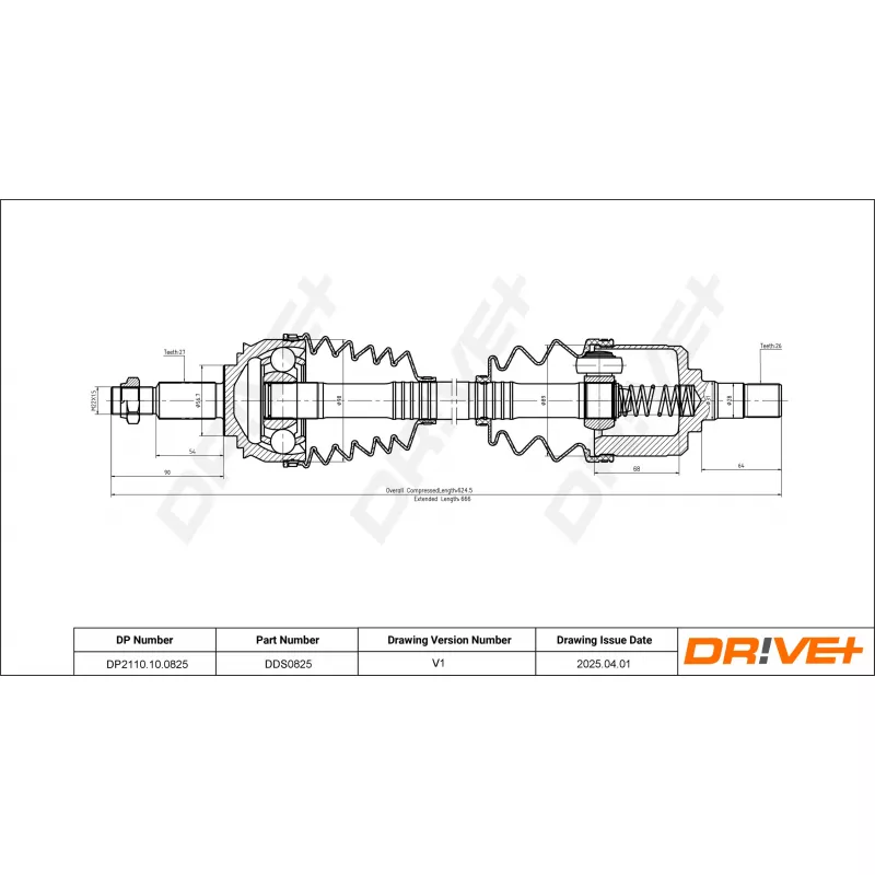 Arbre de transmission Dr!ve+ DP2110.10.0825 - Visuel 1