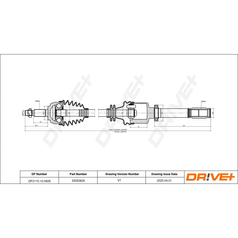 Arbre de transmission Dr!ve+ DP2110.10.0826 - Visuel 1
