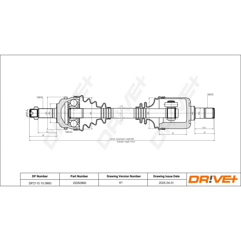 Arbre de transmission Dr!ve+ DP2110.10.0860 - Visuel 1