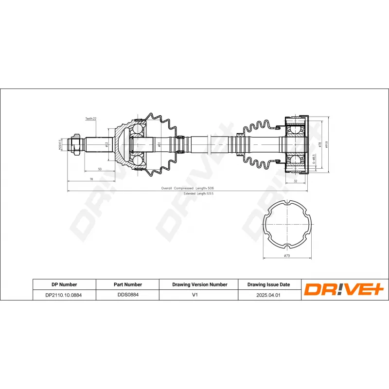 Arbre de transmission Dr!ve+ DP2110.10.0884 - Visuel 1