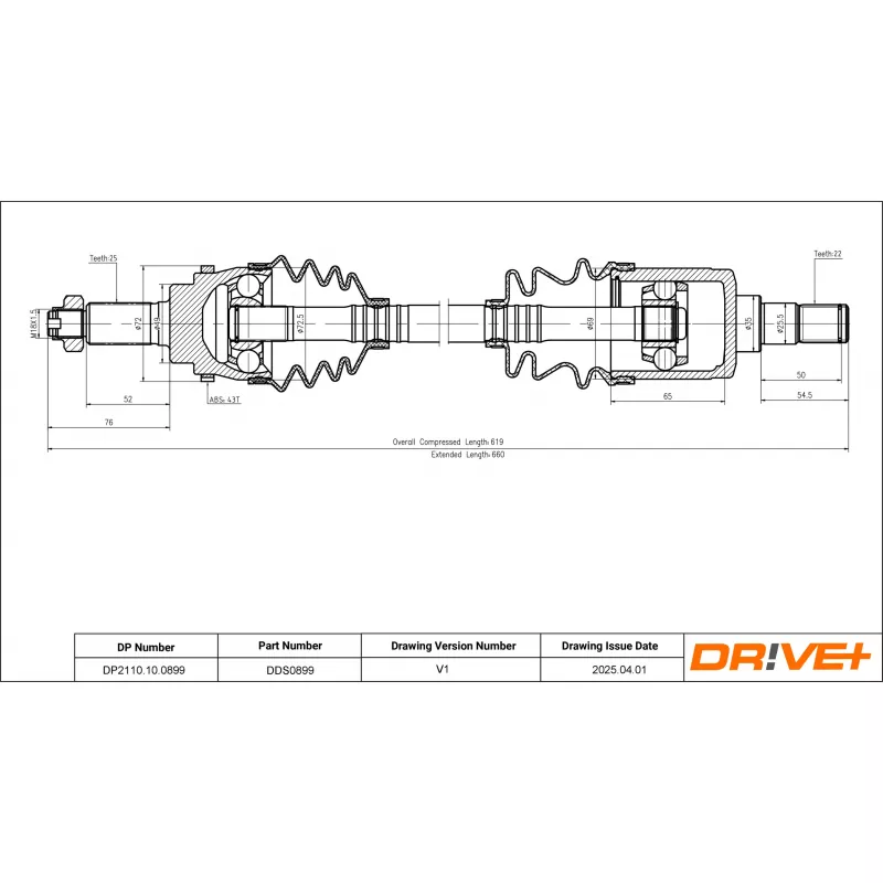 Arbre de transmission Dr!ve+ DP2110.10.0899 - Visuel 1