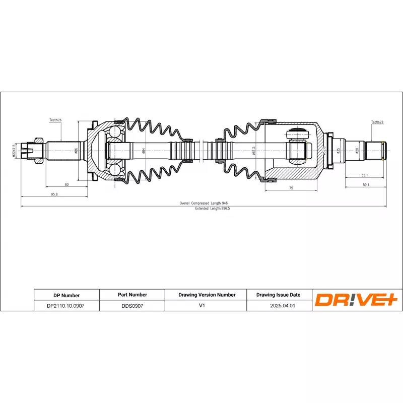 Arbre de transmission Dr!ve+ DP2110.10.0907 - Visuel 1