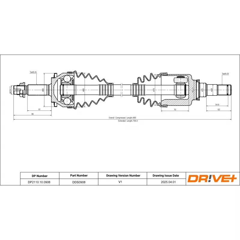Arbre de transmission Dr!ve+ DP2110.10.0908 - Visuel 1