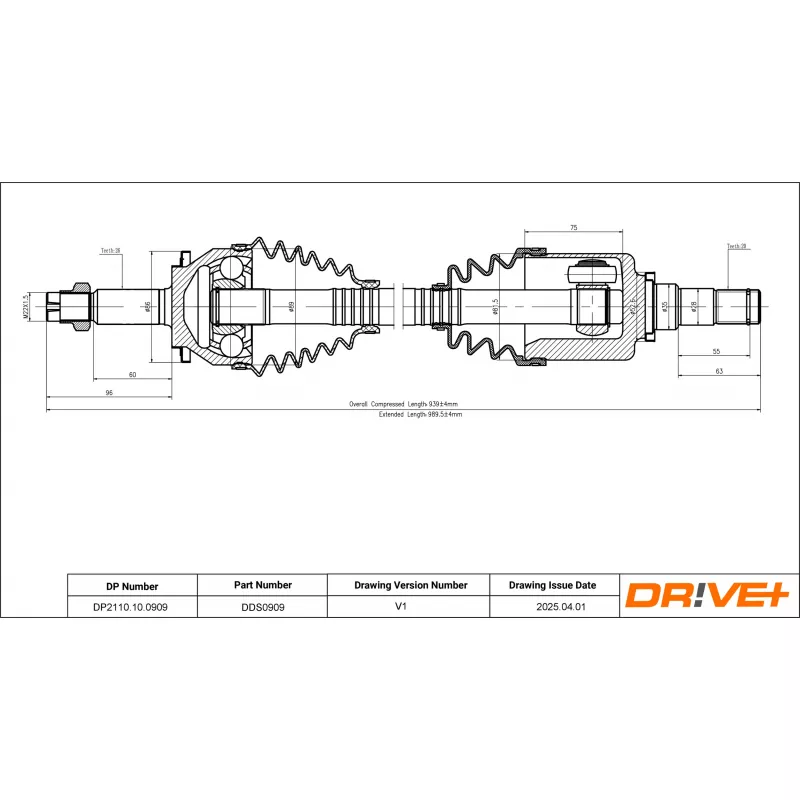 Arbre de transmission Dr!ve+ DP2110.10.0909 - Visuel 1