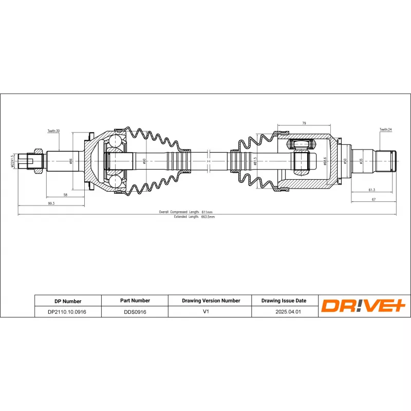 Arbre de transmission Dr!ve+ DP2110.10.0916 - Visuel 1