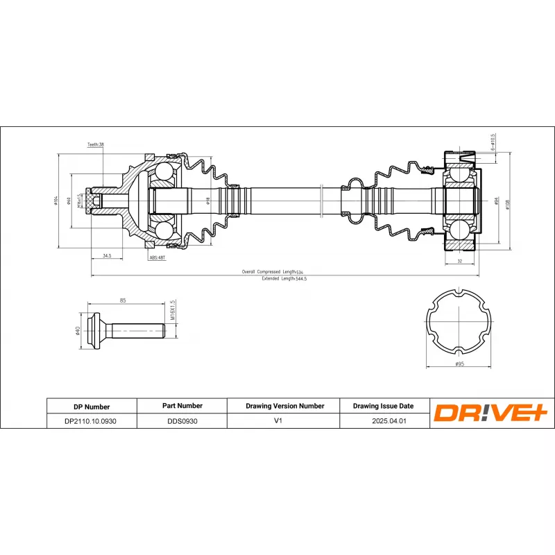 Arbre de transmission Dr!ve+ DP2110.10.0930 - Visuel 1