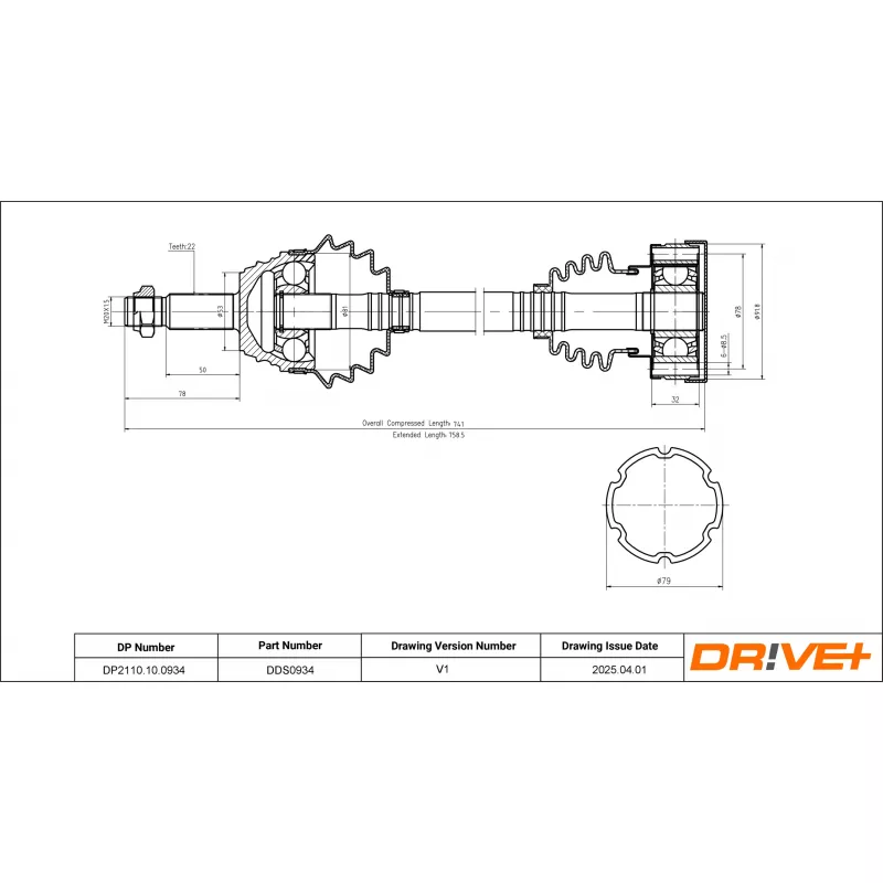 Arbre de transmission Dr!ve+ DP2110.10.0934 - Visuel 1