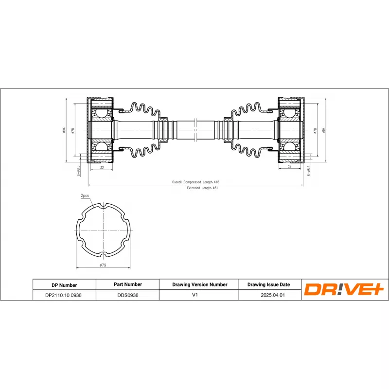 Arbre de transmission Dr!ve+ DP2110.10.0938 - Visuel 1