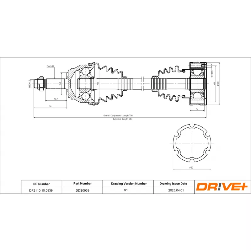Arbre de transmission Dr!ve+ DP2110.10.0939 - Visuel 1