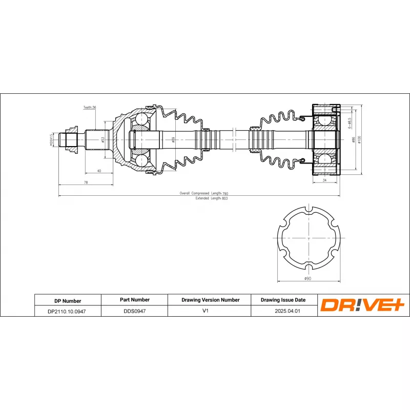 Arbre de transmission Dr!ve+ DP2110.10.0947 - Visuel 1