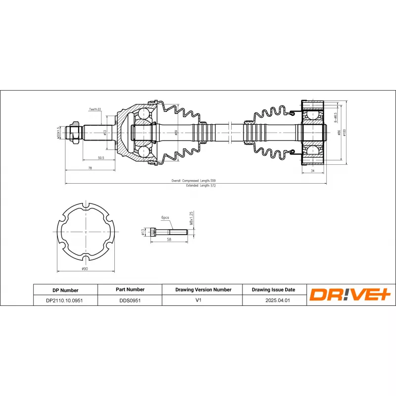 Arbre de transmission Dr!ve+ DP2110.10.0951 - Visuel 1