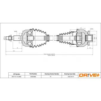 Arbre de transmission Dr!ve+ OEM 7H0407451DX