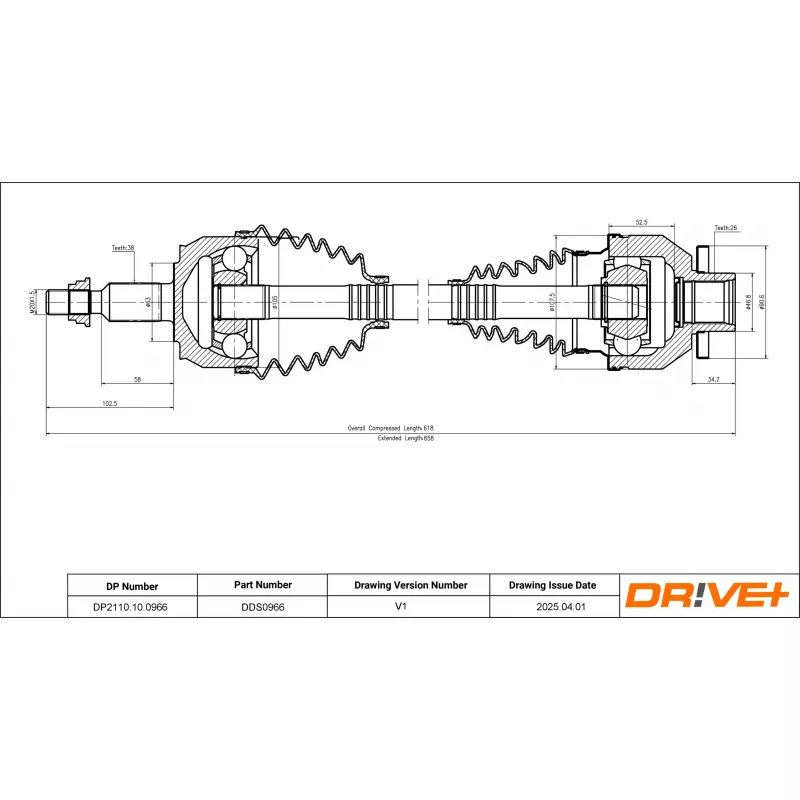 Arbre de transmission Dr!ve+ DP2110.10.0966 - Visuel 1