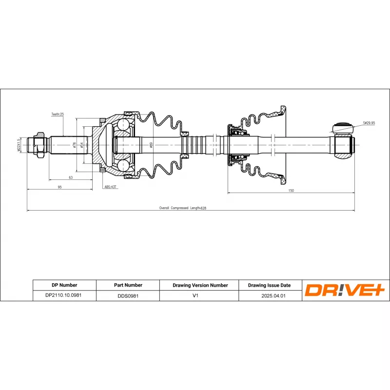 Arbre de transmission Dr!ve+ DP2110.10.0981 - Visuel 1