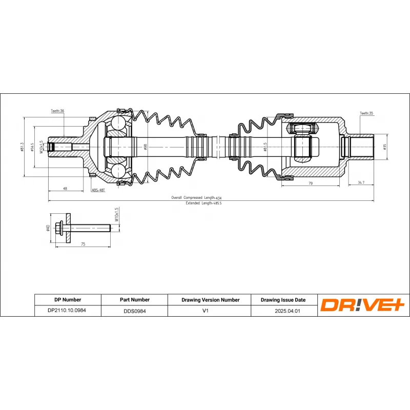 Arbre de transmission Dr!ve+ DP2110.10.0984 - Visuel 1