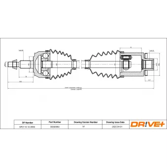 Arbre de transmission Dr!ve+ OEM 7H0407271R