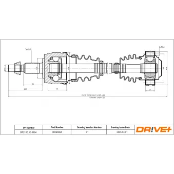 Arbre de transmission Dr!ve+ OEM 7H0501201D