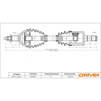 Arbre de transmission Dr!ve+ OEM 6Q0407271EE