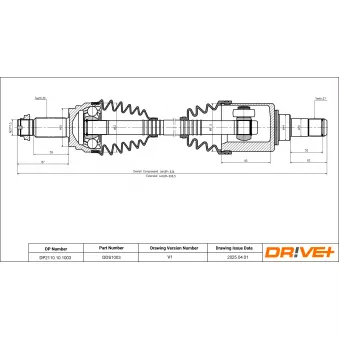 Arbre de transmission Dr!ve+ DP2110.10.1003 pour RENAULT TWINGO xDrive 50 i - 449cv
