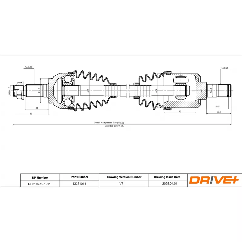 Arbre de transmission Dr!ve+ DP2110.10.1011 - Visuel 1