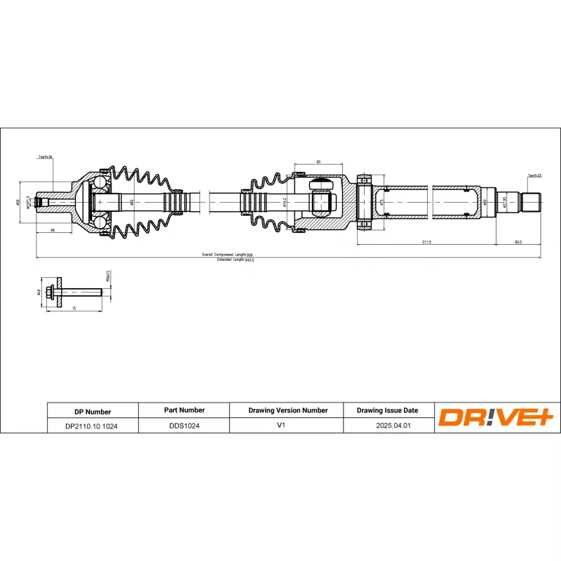 Arbre de transmission Dr!ve+ DP2110.10.1024 - Visuel 1
