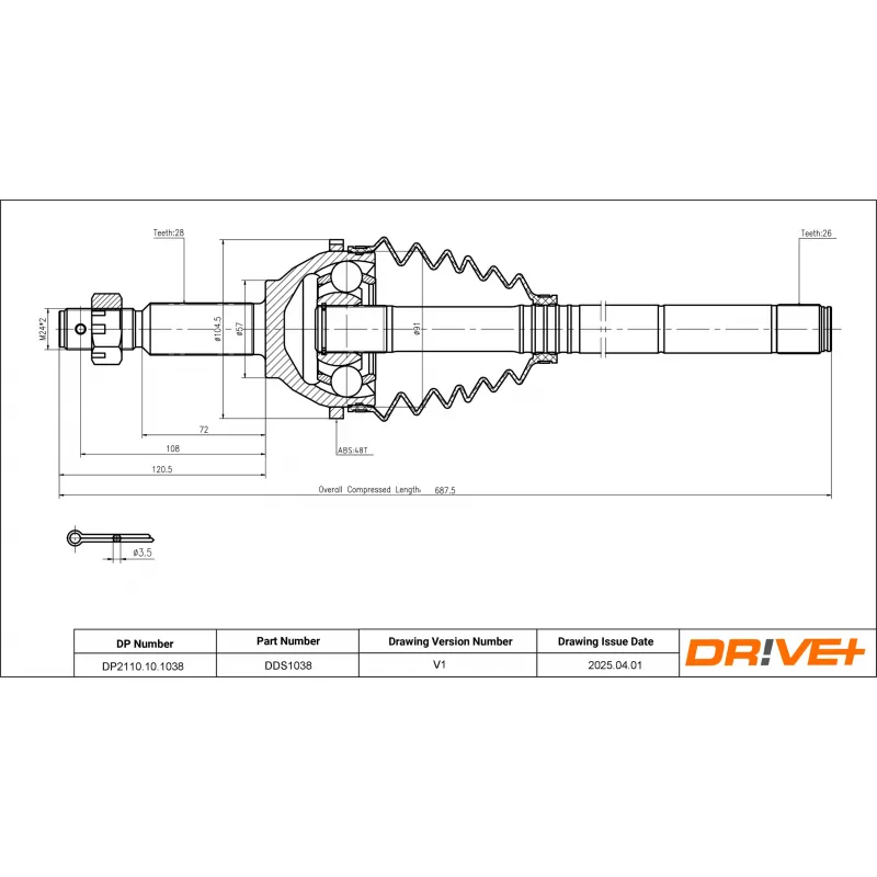 Arbre de transmission Dr!ve+ DP2110.10.1038 - Visuel 1
