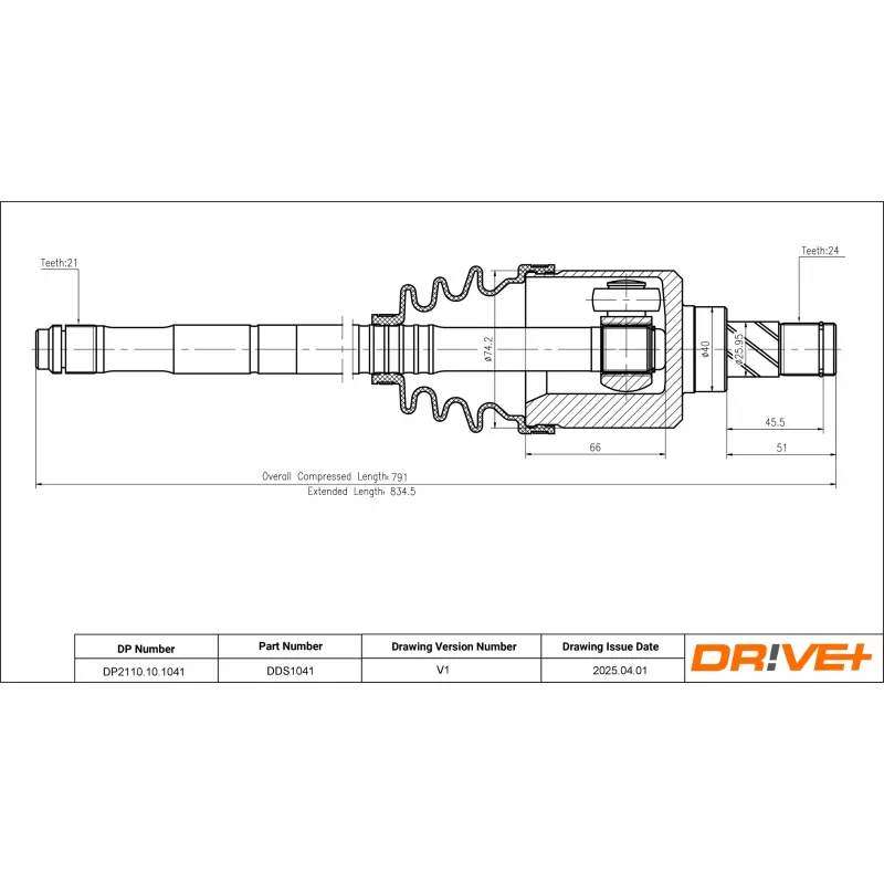 Arbre de transmission Dr!ve+ DP2110.10.1041 - Visuel 1