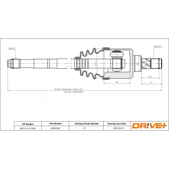 Arbre de transmission Dr!ve+ OEM 39205BM525