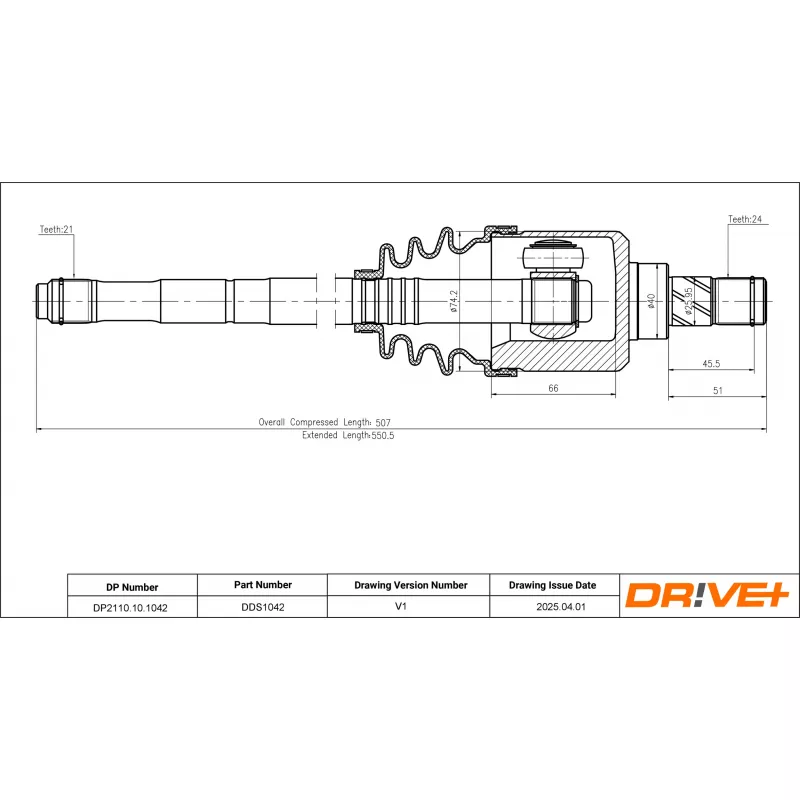 Arbre de transmission Dr!ve+ DP2110.10.1042 - Visuel 1